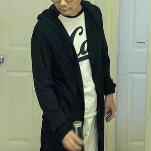 Unisex Mens S Fashion Jedi Open Front Hooded with Pockets Cloak Wrap - NAVY BLUE